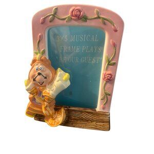 Vintage Disney Beauty Beast 3x5 Musical Photo Frame Be Our Guest Cogsworth Japan